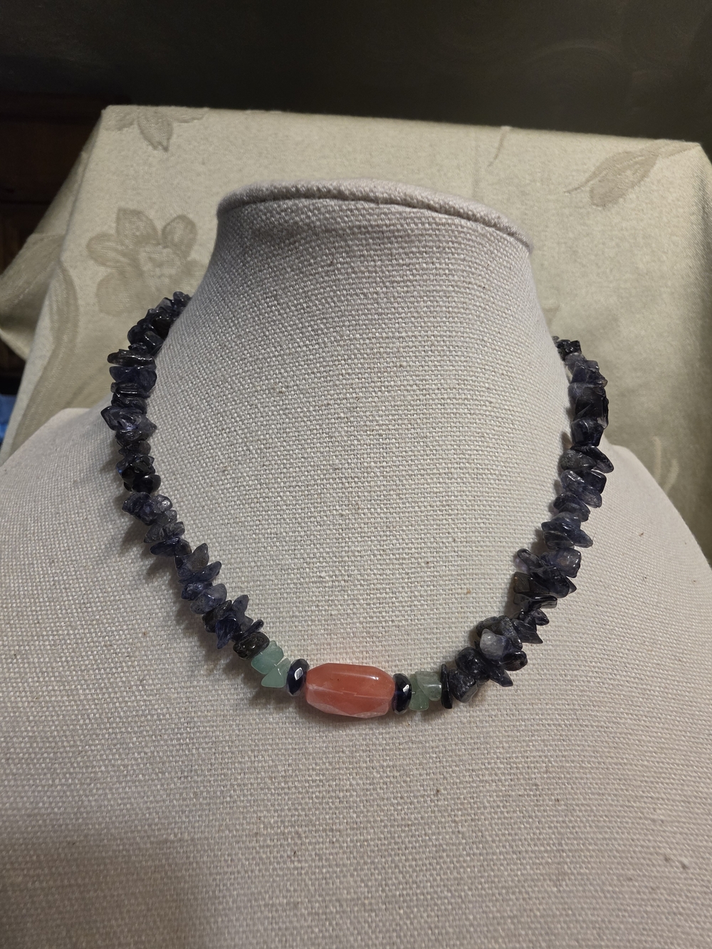 #1329 Amethyst Chip & Coral Necklace
